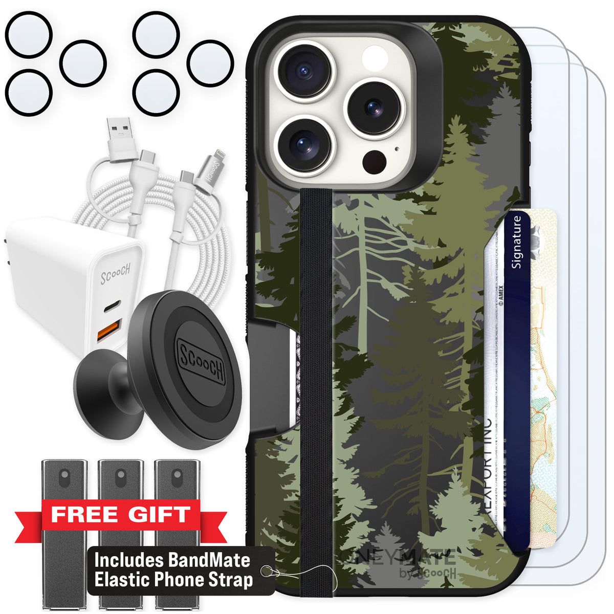 Scooch Moneymate Hidden Pines for iPhone 16 Pro β Ultimate Bundle
