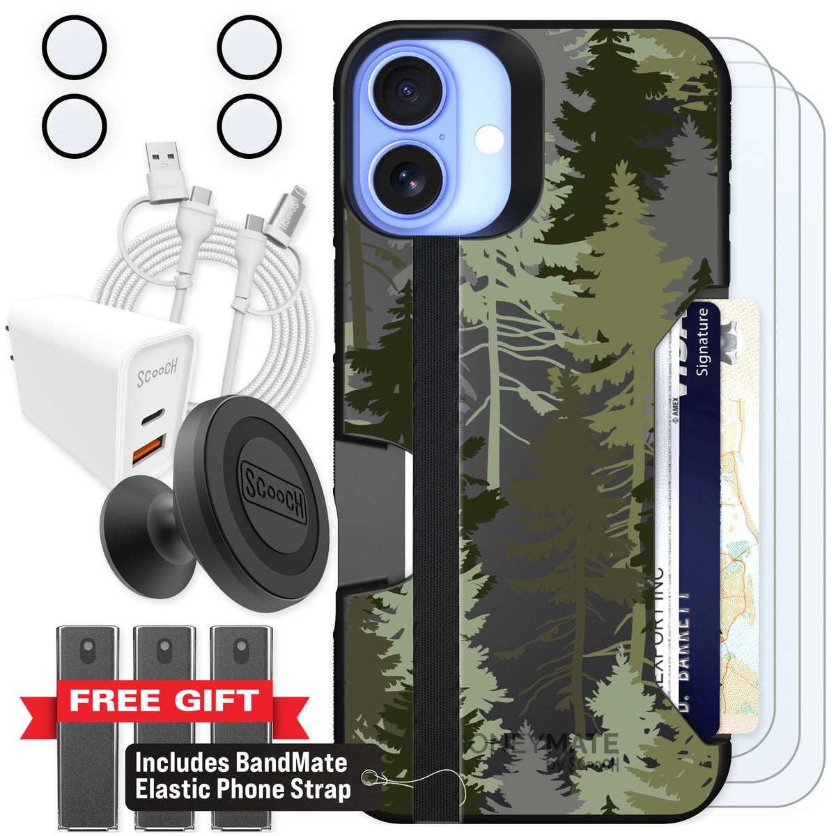 Scooch Moneymate Hidden Pines for iPhone 16 Plus β Ultimate Bundle