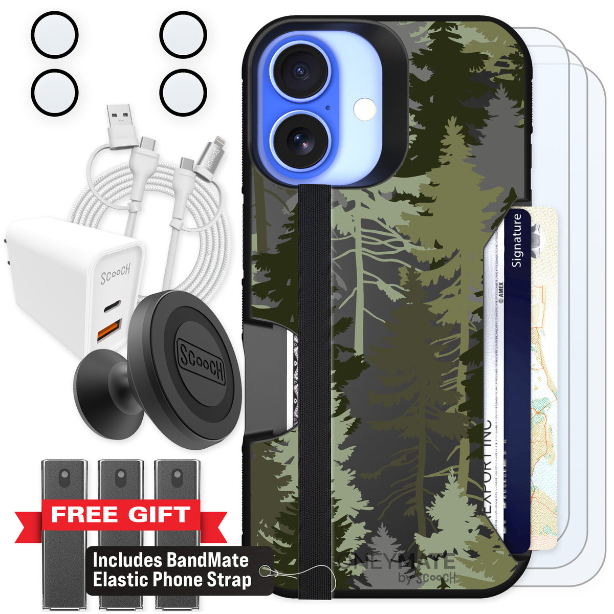 Scooch Moneymate Hidden Pines for iPhone 16 β Ultimate Bundle