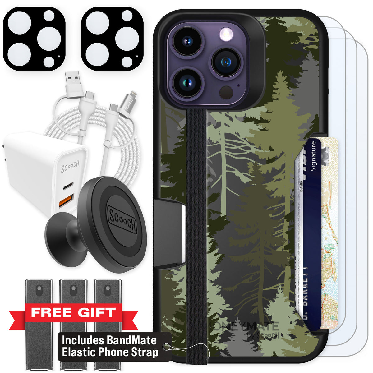 Scooch Moneymate Hidden Pines for iPhone 14 Pro Max β Ultimate Bundle