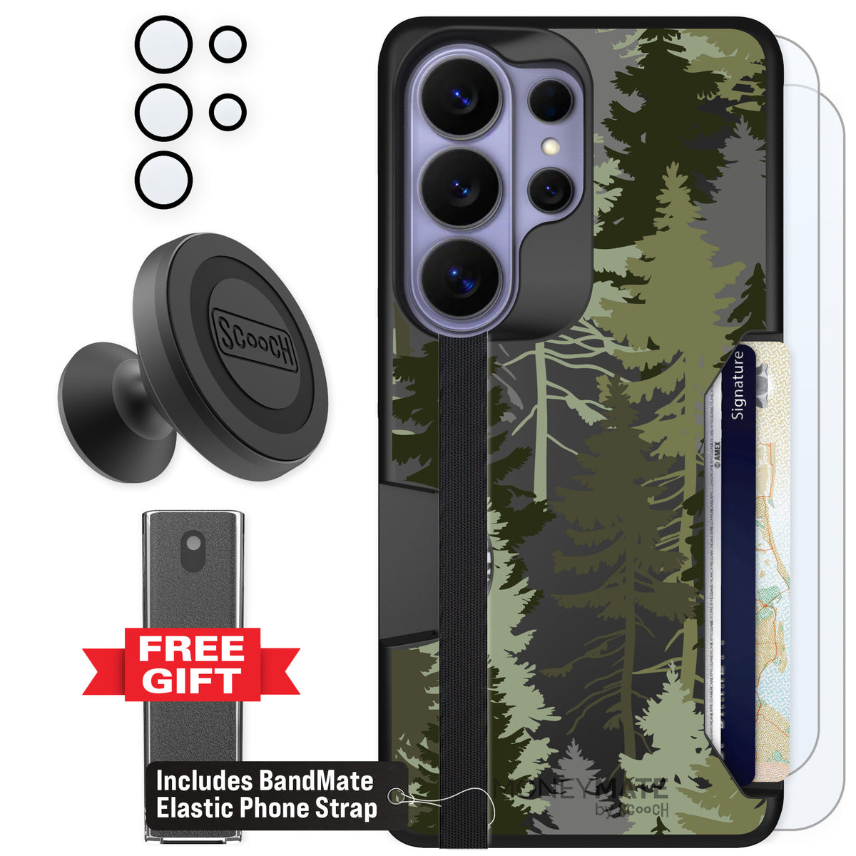 Scooch Moneymate Hidden Pines for Galaxy S26 Ultra β Defender Bundle