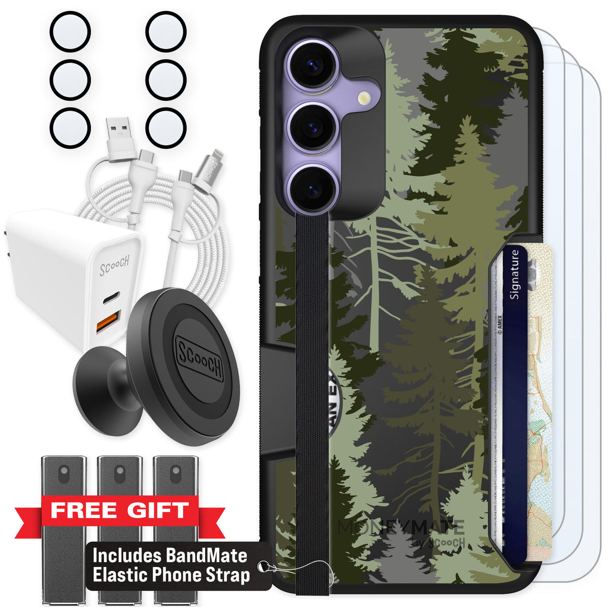 Scooch Moneymate Hidden Pines for Galaxy S25+ β Ultimate Bundle