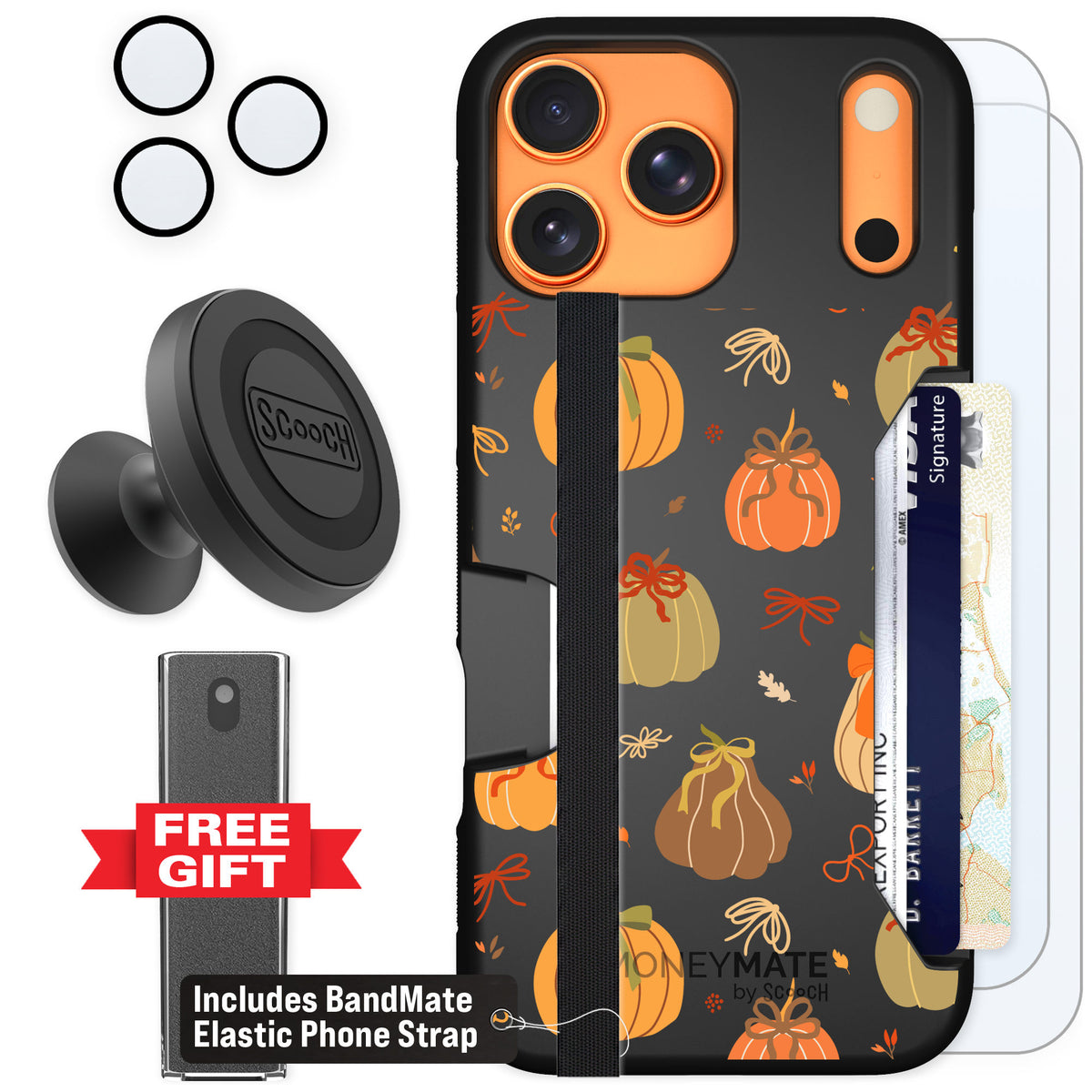 Scooch Moneymate Pretty Pumpkins for iPhone 17 Pro Max β Defender Bundle