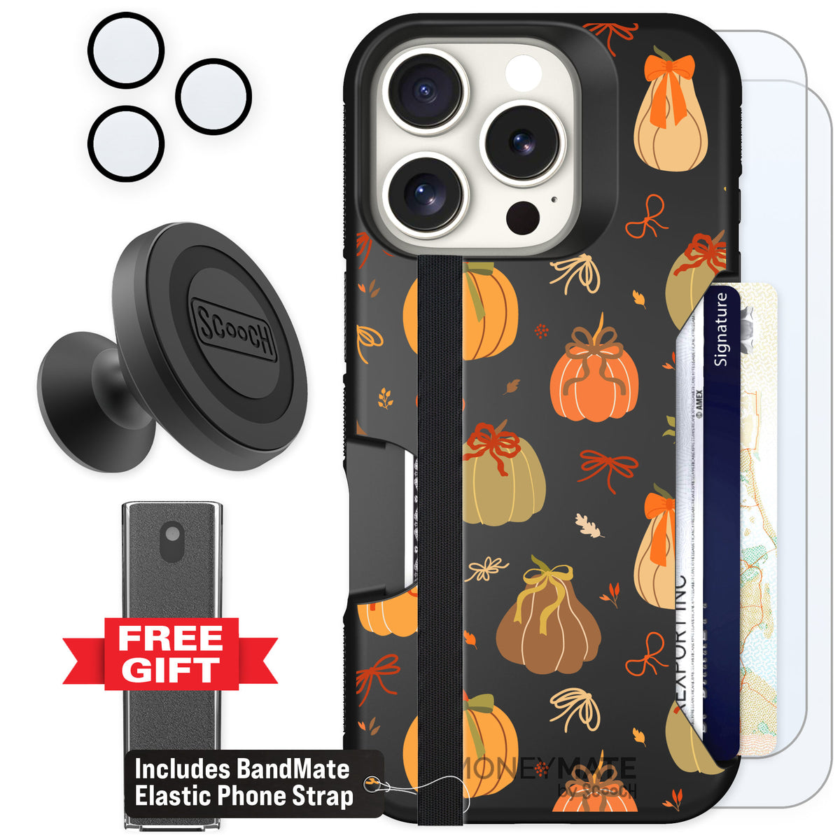 Scooch Moneymate Pretty Pumpkins for iPhone 16 Pro β Defender Bundle