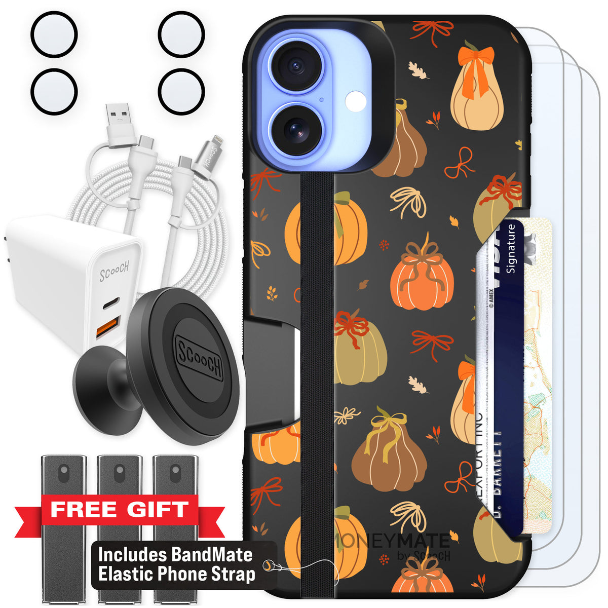Scooch Moneymate Pretty Pumpkins for iPhone 16 Plus β Ultimate Bundle