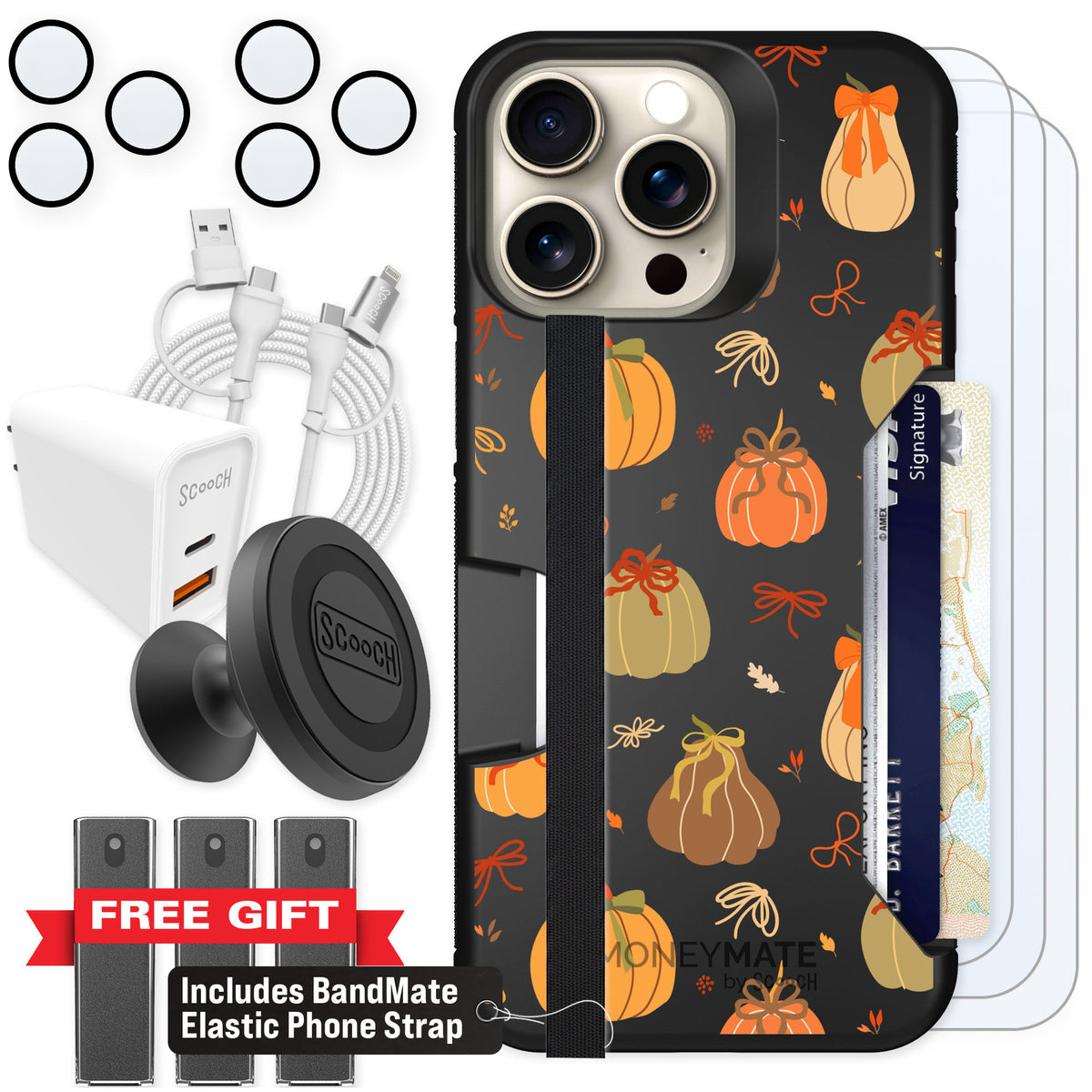 Scooch Moneymate Pretty Pumpkins for iPhone 15 Pro Max β Ultimate Bundle