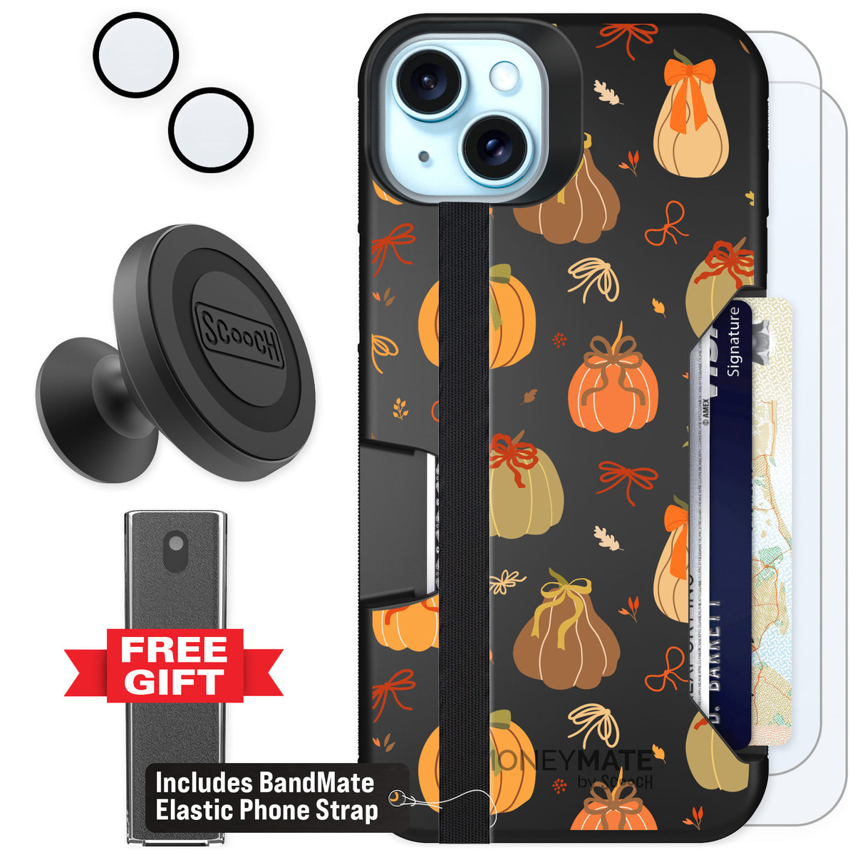 Scooch Moneymate Pretty Pumpkins for iPhone 14 Plus β Defender Bundle