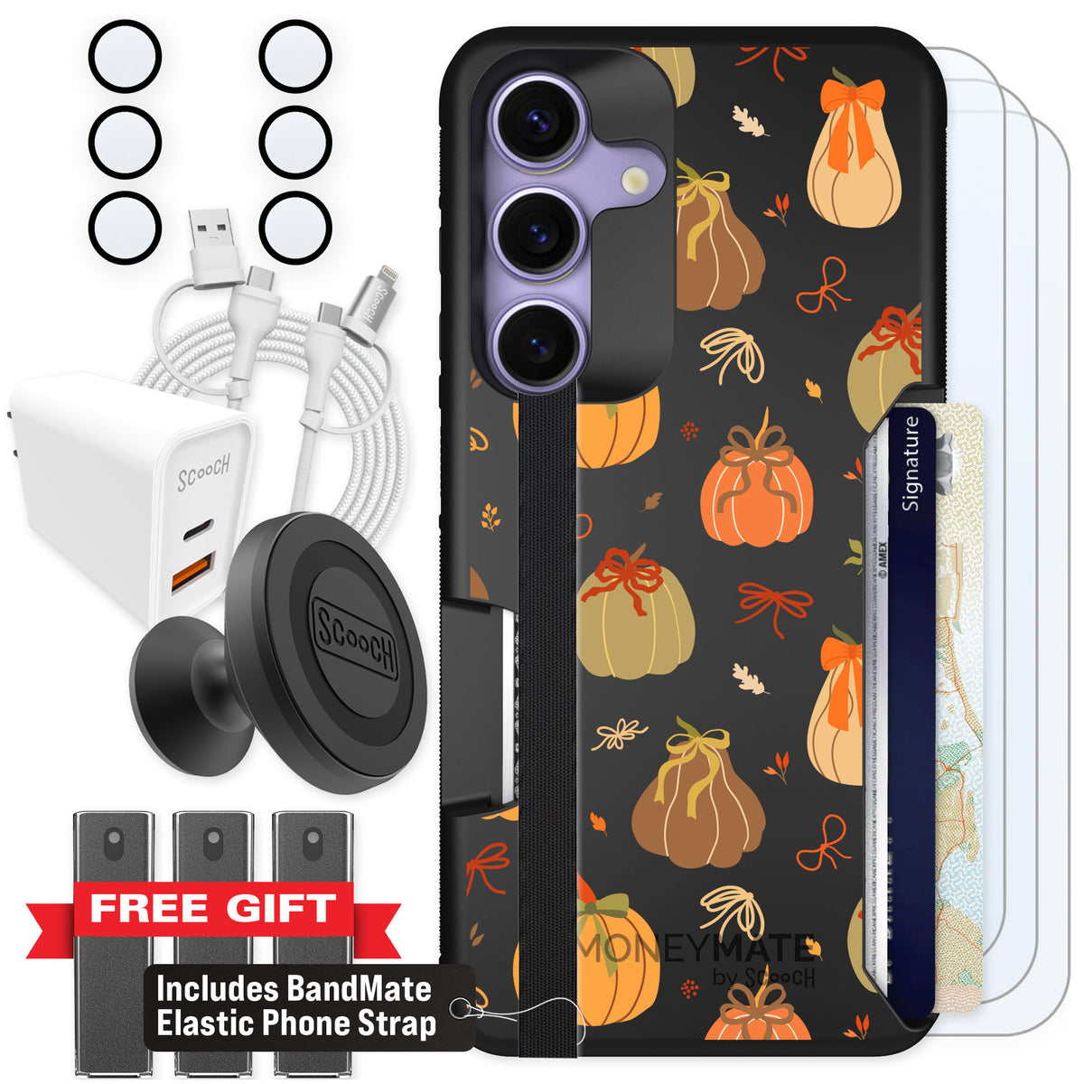 Scooch Moneymate Pretty Pumpkins for Galaxy S25 β Ultimate Bundle