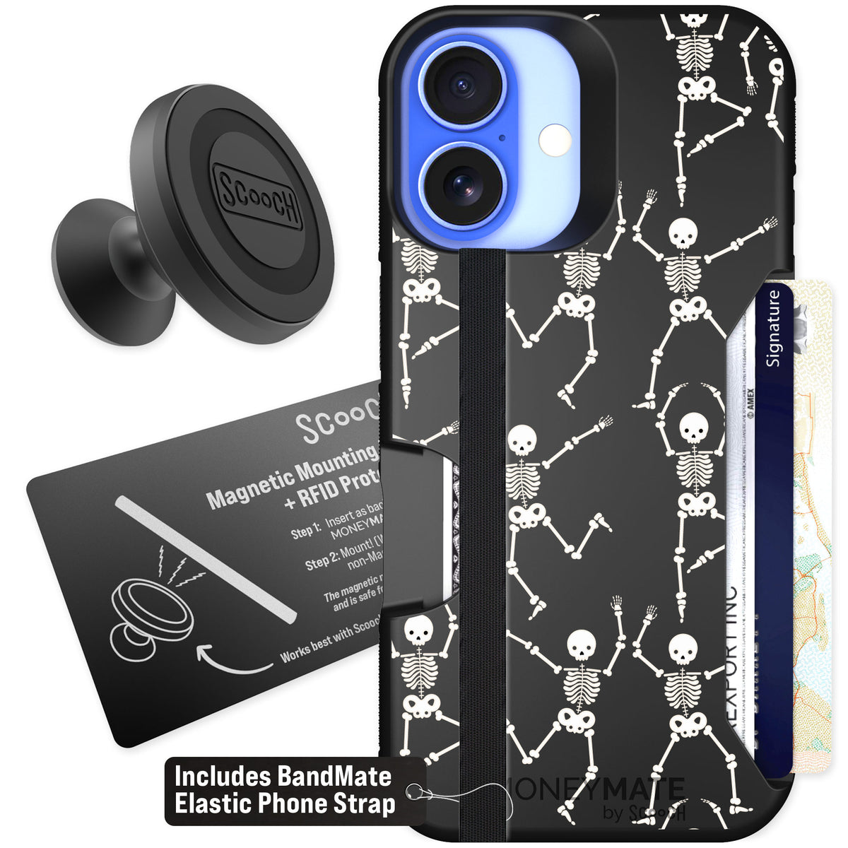 Scooch Moneymate Swinging Skeletons for iPhone 16 β Starter Bundle