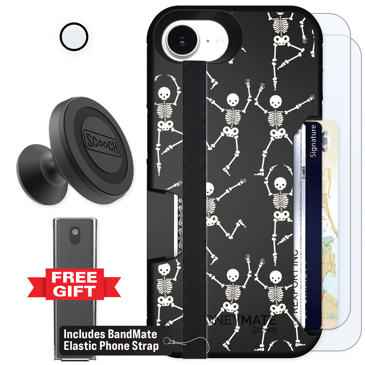Scooch Moneymate Swinging Skeletons for iPhone 16e β Defender Bundle
