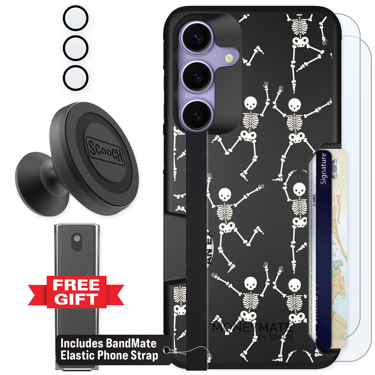 Scooch Moneymate Swinging Skeletons for Galaxy S25+ β Defender Bundle