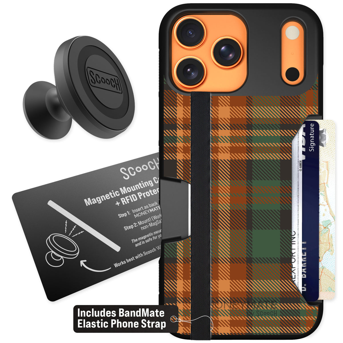 Scooch Moneymate Fall Flannel for iPhone 17 Pro Max β Starter Bundle