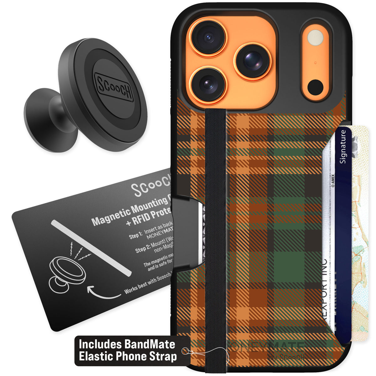Scooch Moneymate Fall Flannel for iPhone 17 Pro β Starter Bundle