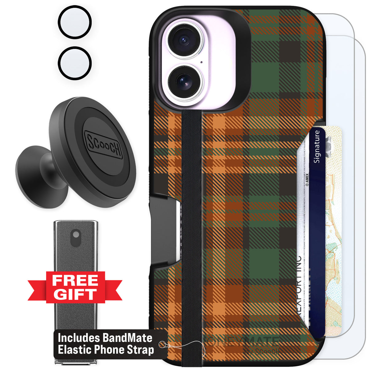 Scooch Moneymate Fall Flannel for iPhone 17 β Defender Bundle