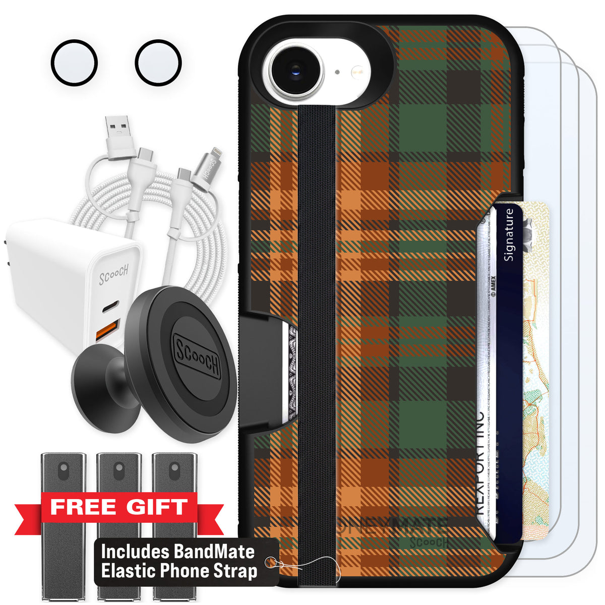 Scooch Moneymate Fall Flannel for iPhone 17e β Ultimate Bundle