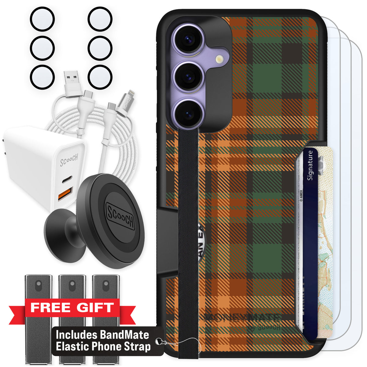 Scooch Moneymate Fall Flannel for Galaxy S25+ β Ultimate Bundle