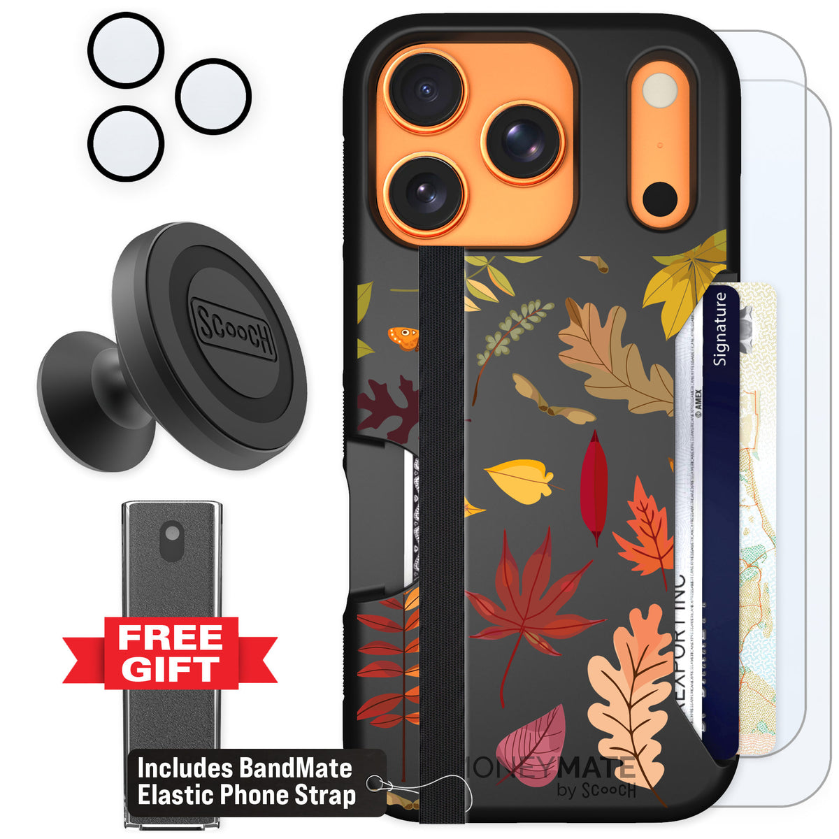 Scooch Moneymate Autumn Leaves for iPhone 17 Pro — Defender Bundle