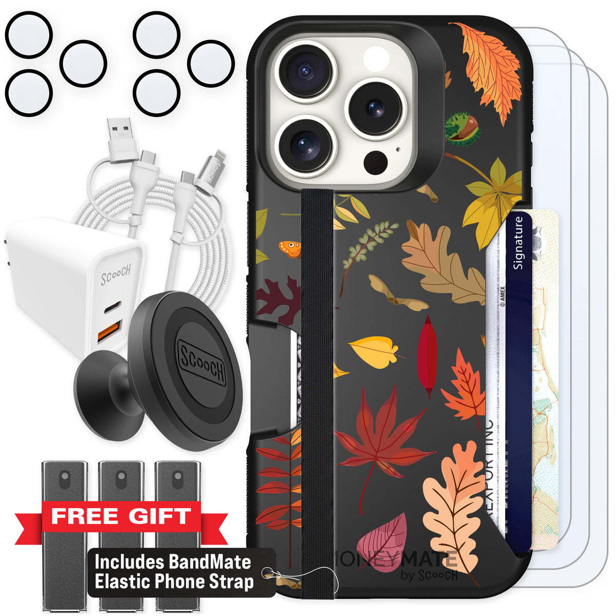 Scooch Moneymate Autumn Leaves for iPhone 16 Pro — Ultimate Bundle