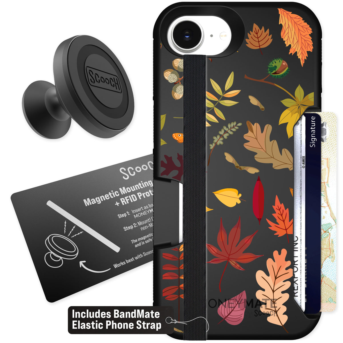 Scooch Moneymate Autumn Leaves for iPhone 16e — Starter Bundle
