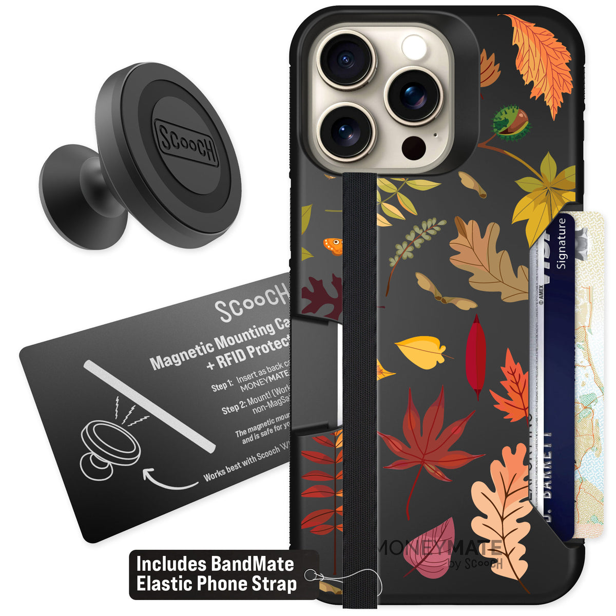 Scooch Moneymate Autumn Leaves for iPhone 15 Pro Max — Starter Bundle