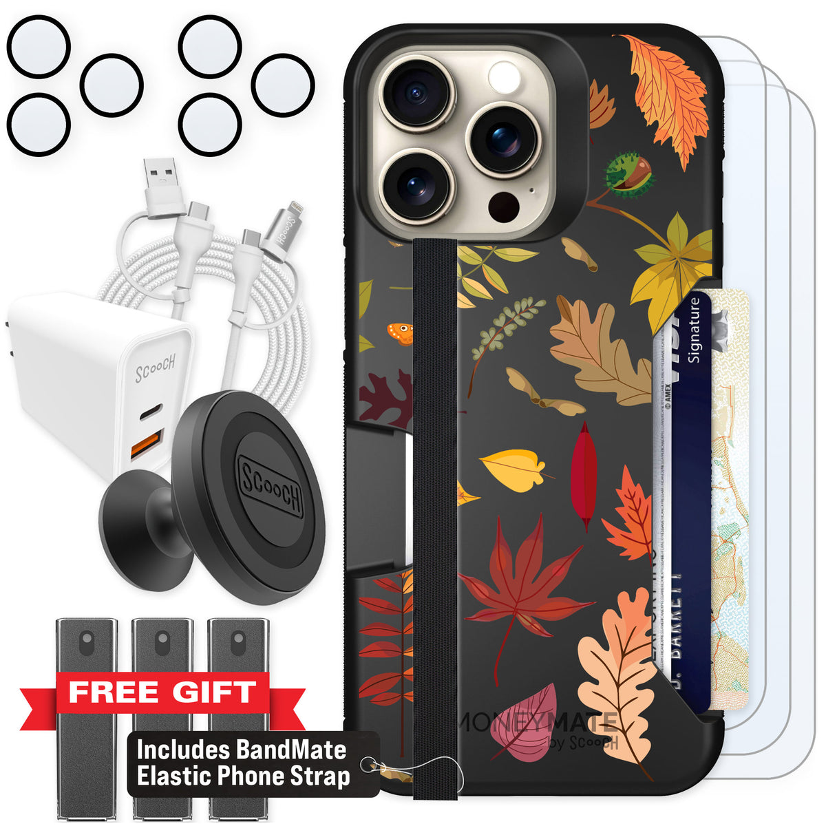 Scooch Moneymate Autumn Leaves for iPhone 15 Pro Max — Ultimate Bundle