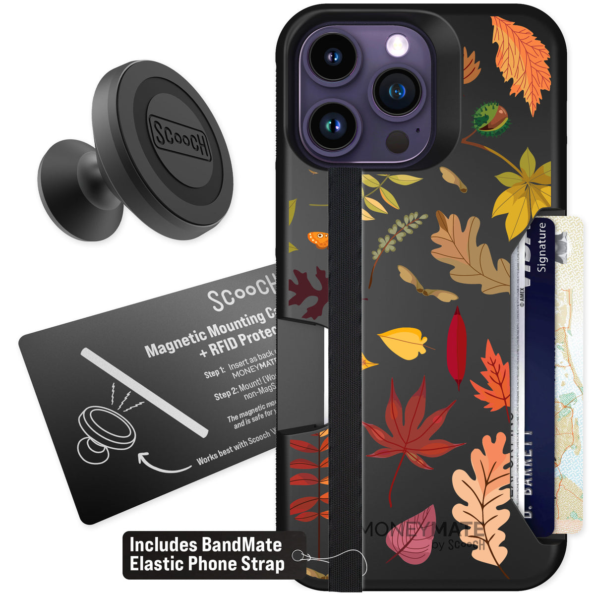 Scooch Moneymate Autumn Leaves for iPhone 14 Pro Max — Starter Bundle