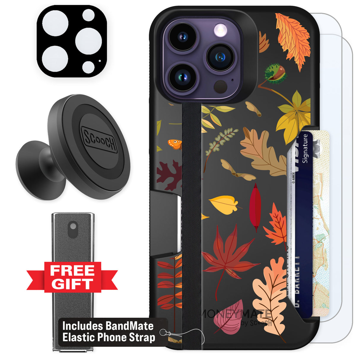 Scooch Moneymate Autumn Leaves for iPhone 14 Pro Max — Defender Bundle