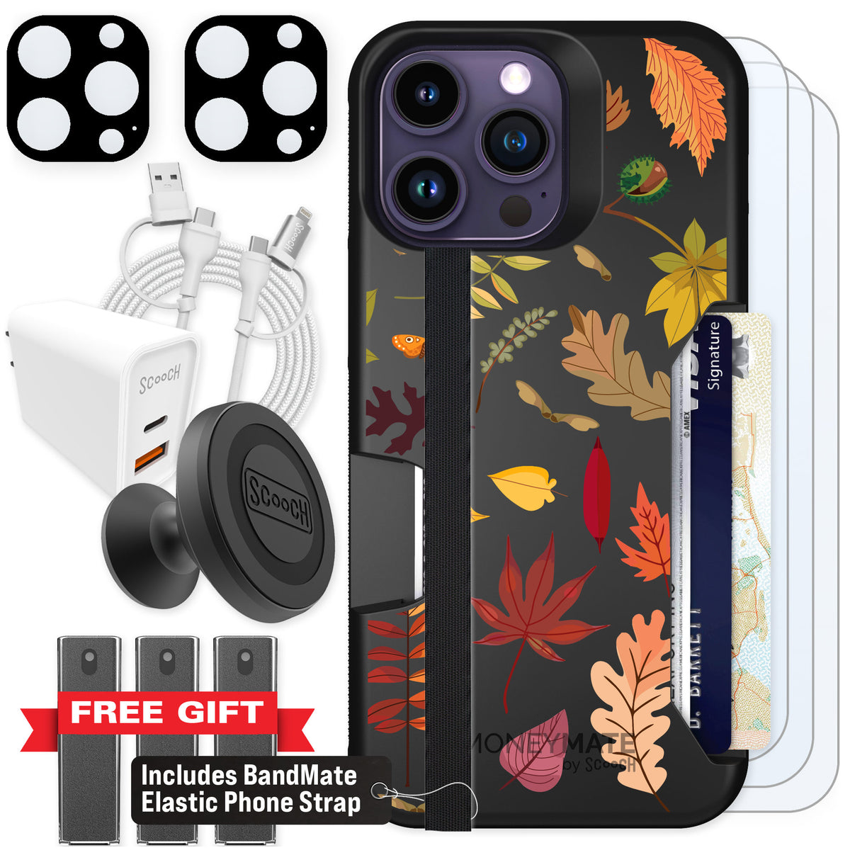 Scooch Moneymate Autumn Leaves for iPhone 14 Pro Max — Ultimate Bundle