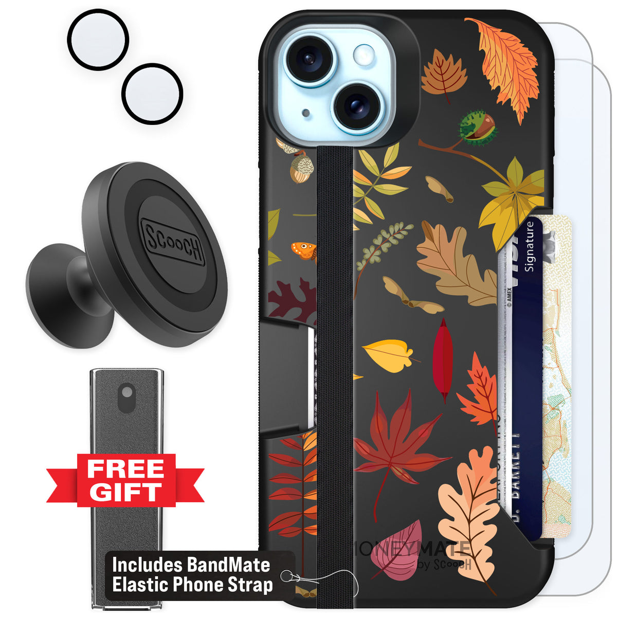 Scooch Moneymate Autumn Leaves for iPhone 14 Plus — Defender Bundle