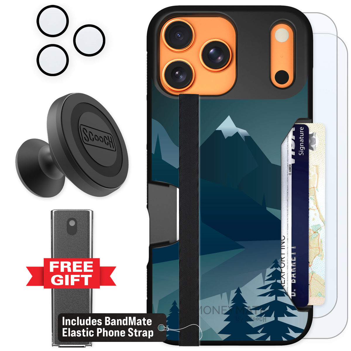 Scooch Moneymate Midnight Ridge for iPhone 17 Pro Max β Defender Bundle