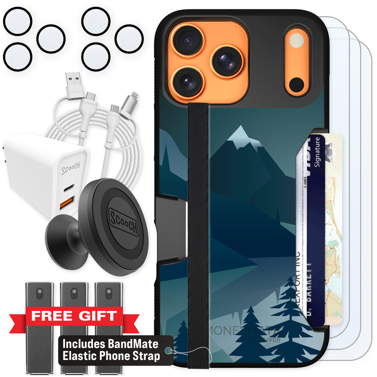 Scooch Moneymate Midnight Ridge for iPhone 17 Pro Max β Ultimate Bundle