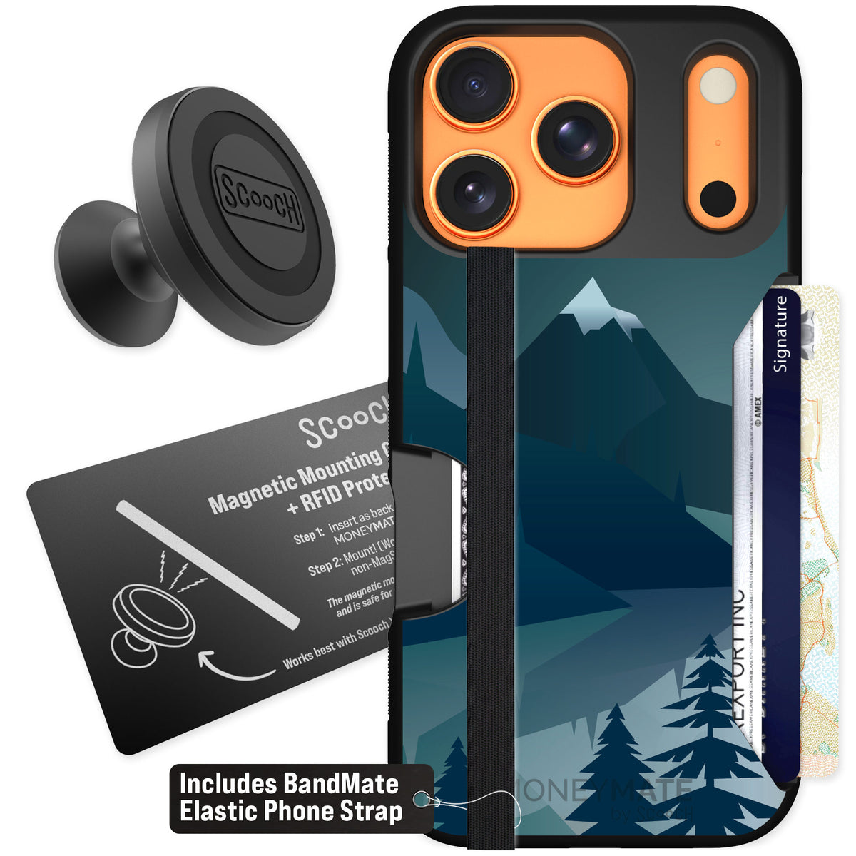 Scooch Moneymate Midnight Ridge for iPhone 17 Pro β Starter Bundle