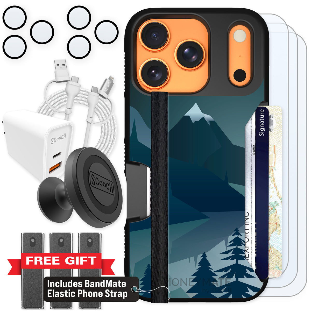 Scooch Moneymate Midnight Ridge for iPhone 17 Pro β Ultimate Bundle