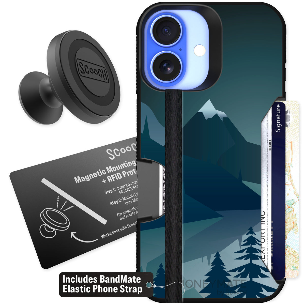 Scooch Moneymate Midnight Ridge for iPhone 16 β Starter Bundle