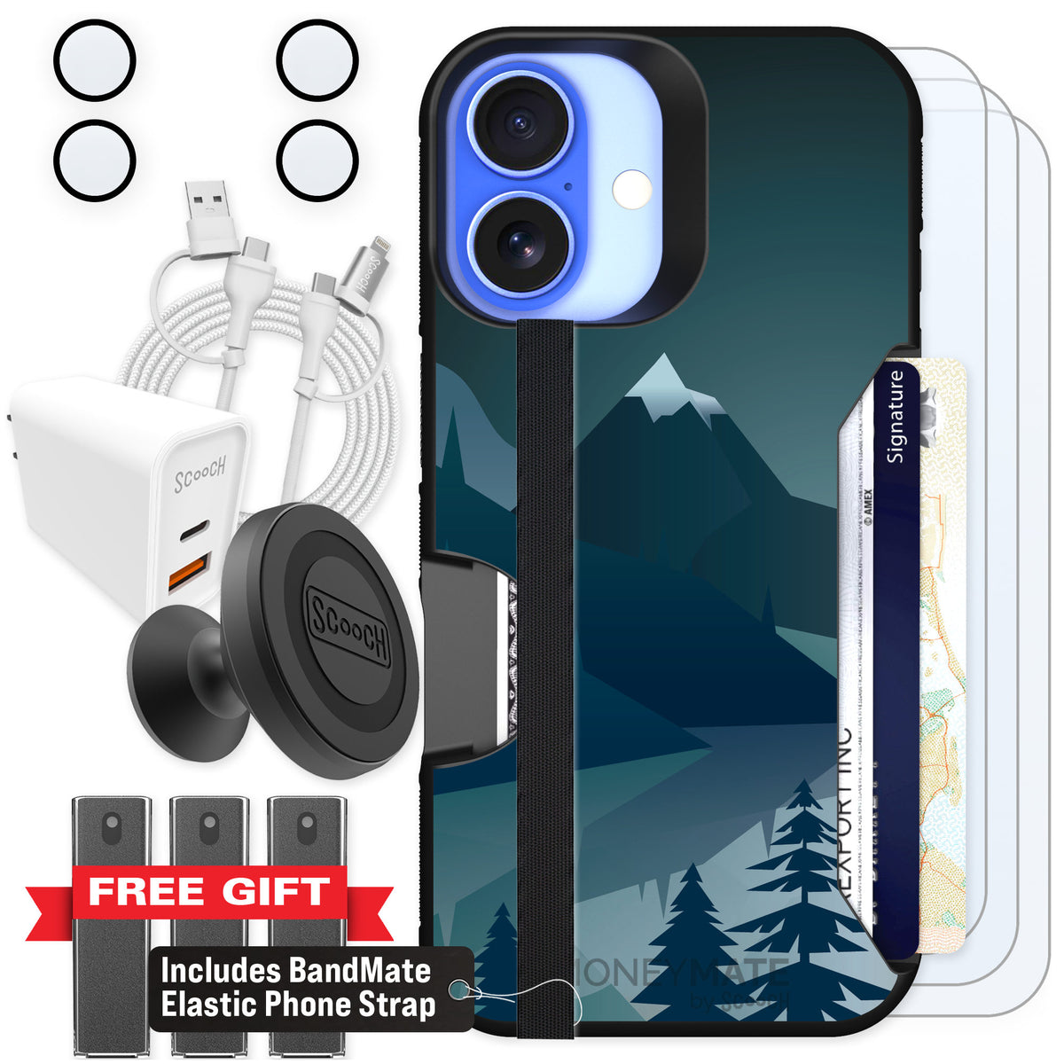 Scooch Moneymate Midnight Ridge for iPhone 16 β Ultimate Bundle
