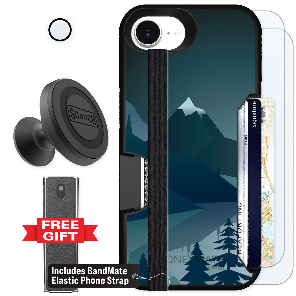 Scooch Moneymate Midnight Ridge for iPhone 16e β Defender Bundle