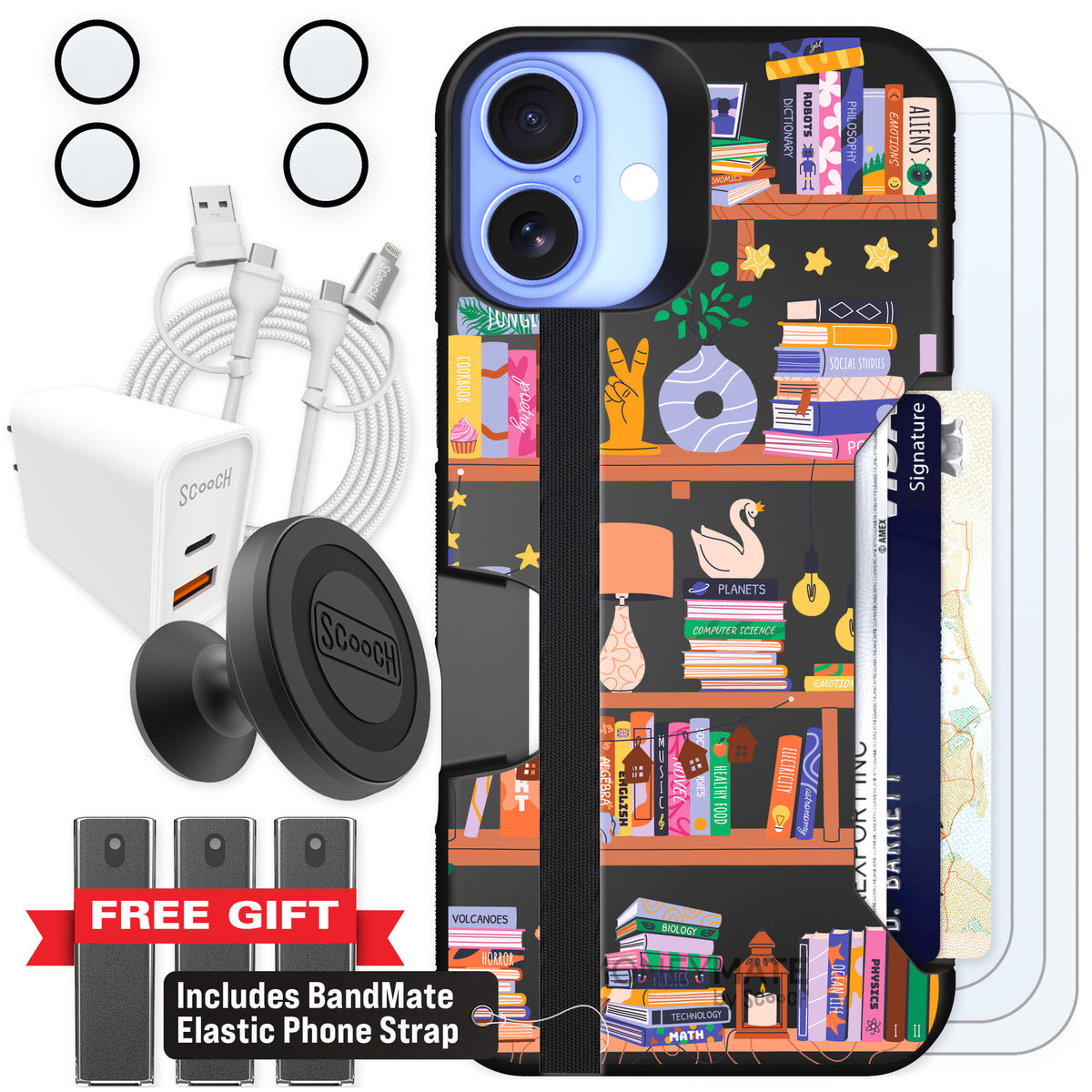 Scooch Moneymate Little Library for iPhone 16 Plus — Ultimate Bundle