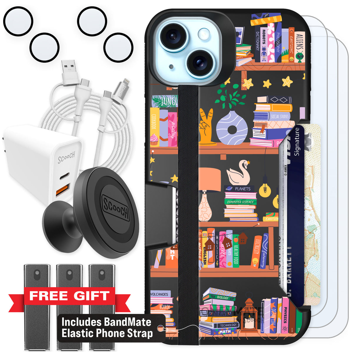 Scooch Moneymate Little Library for iPhone 15 Plus — Ultimate Bundle