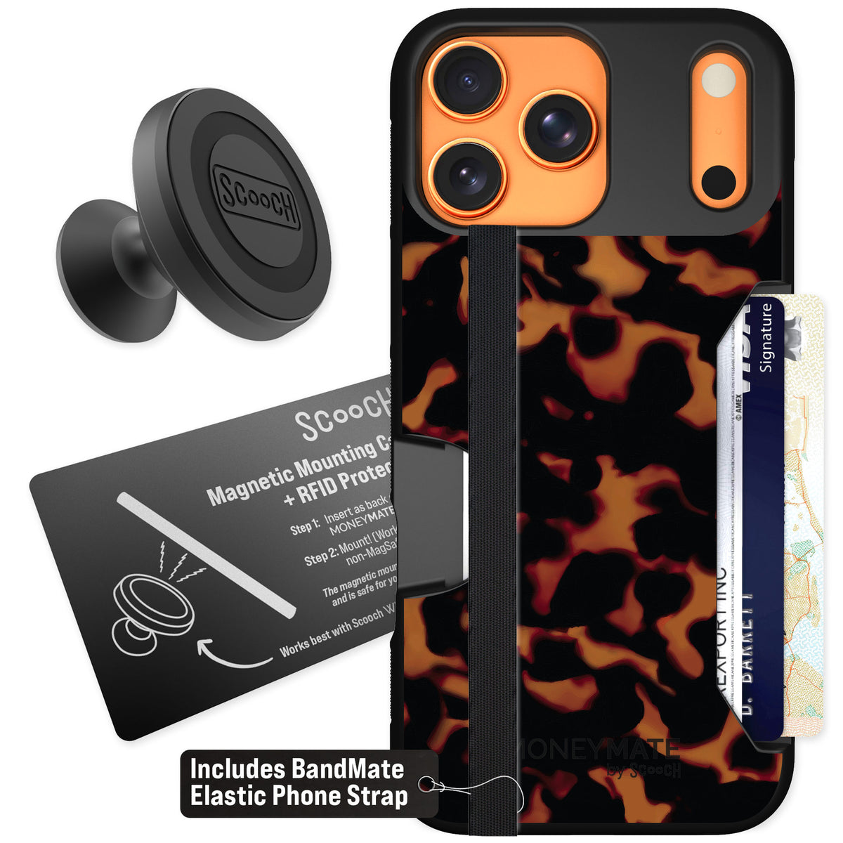 Scooch Moneymate Tortoise Shell for iPhone 17 Pro Max β Starter Bundle