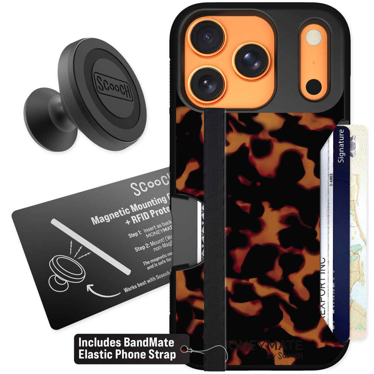 Scooch Moneymate Tortoise Shell for iPhone 17 Pro β Starter Bundle