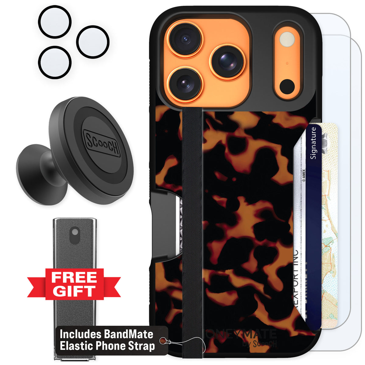 Scooch Moneymate Tortoise Shell for iPhone 17 Pro β Defender Bundle