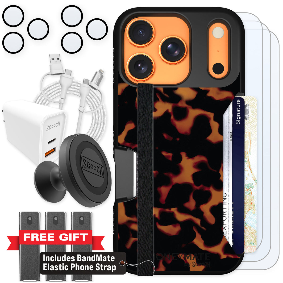 Scooch Moneymate Tortoise Shell for iPhone 17 Pro β Ultimate Bundle