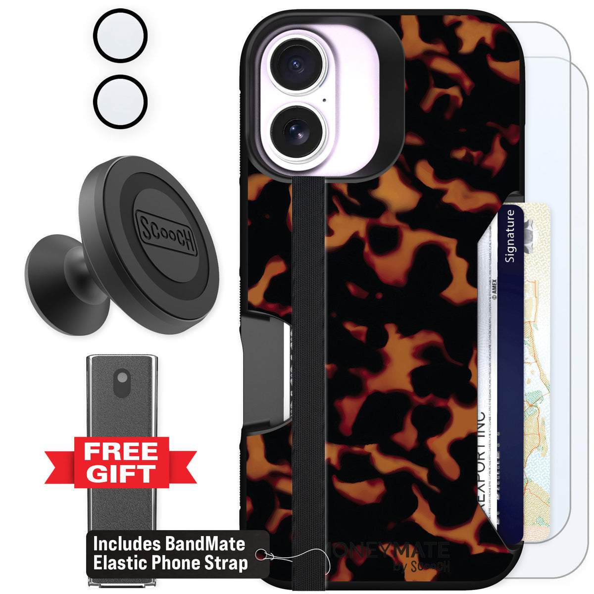 Scooch Moneymate Tortoise Shell for iPhone 17 β Defender Bundle