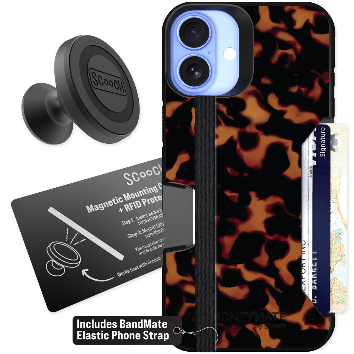Scooch Moneymate Tortoise Shell for iPhone 16 Plus β Starter Bundle