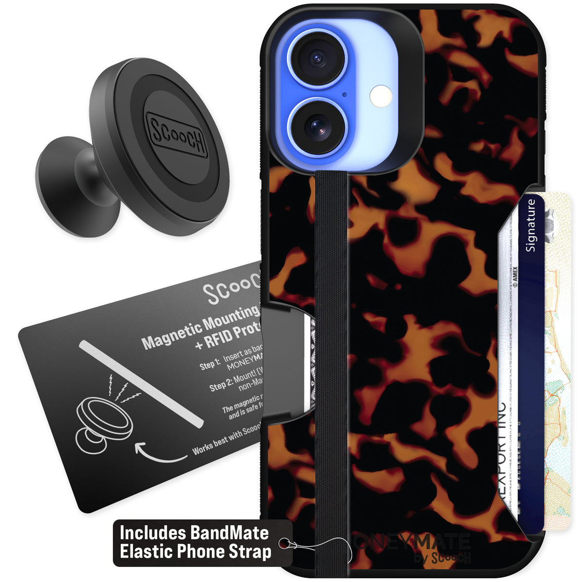 Scooch Moneymate Tortoise Shell for iPhone 16 β Starter Bundle