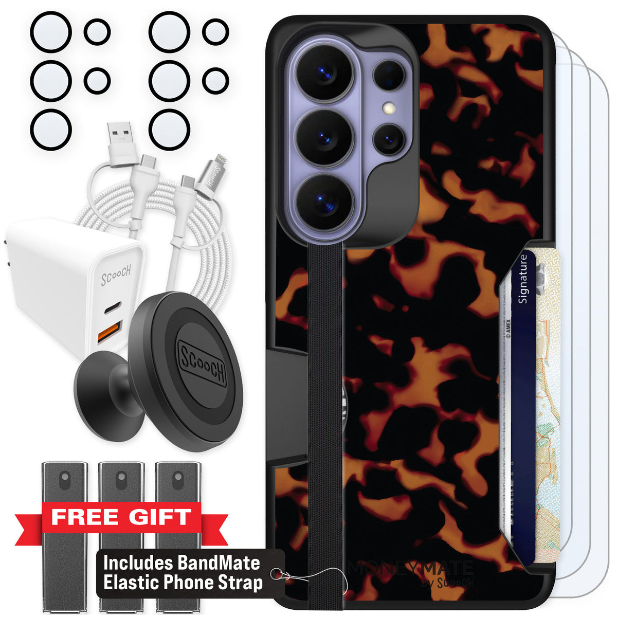 Scooch Moneymate Tortoise Shell for Galaxy S26 Ultra β Ultimate Bundle