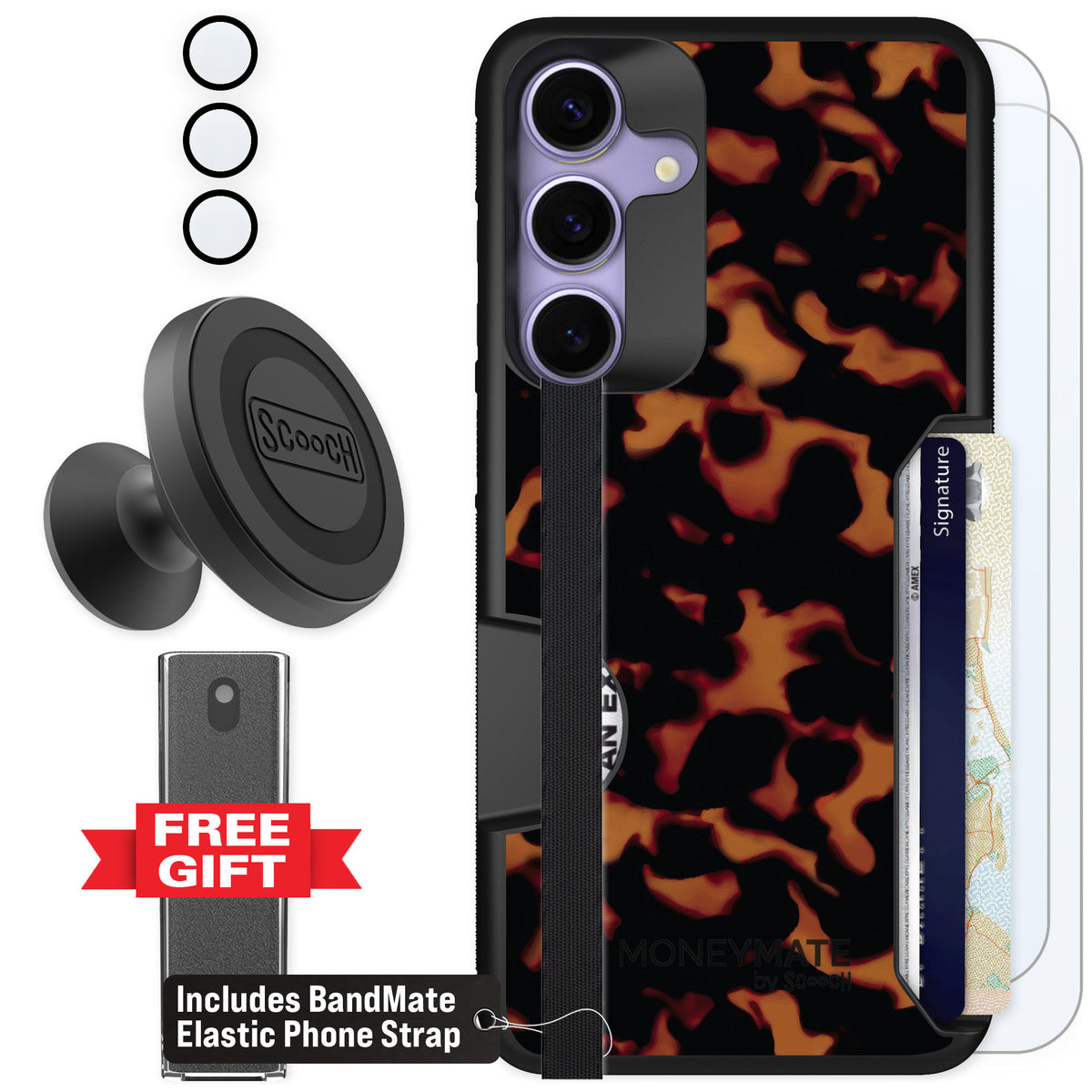 Scooch Moneymate Tortoise Shell for Galaxy S25+ β Defender Bundle