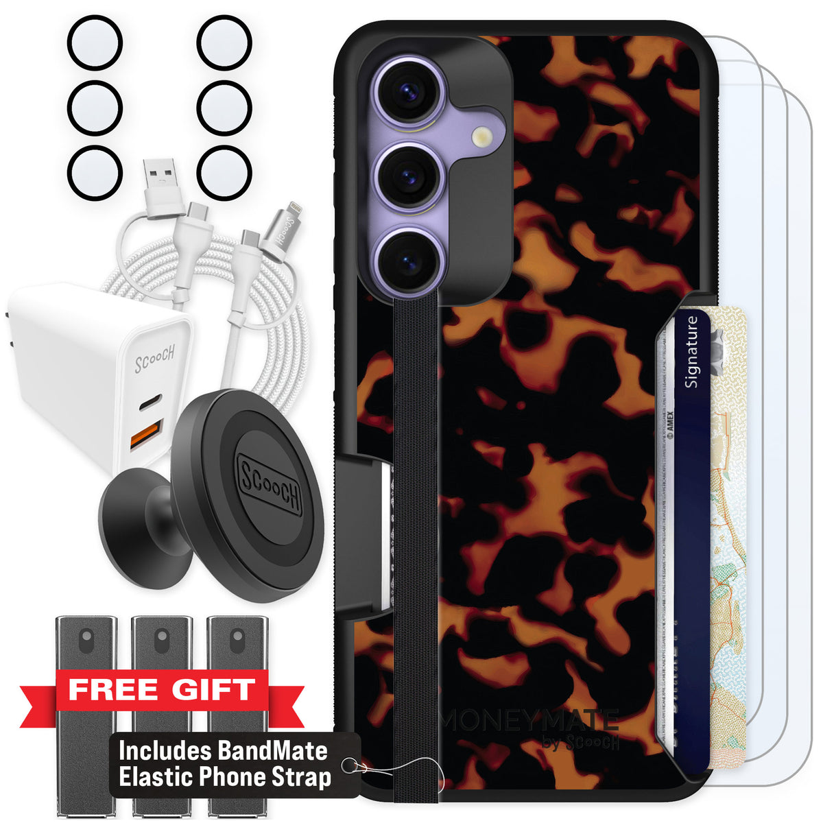 Scooch Moneymate Tortoise Shell for Galaxy S25 β Ultimate Bundle