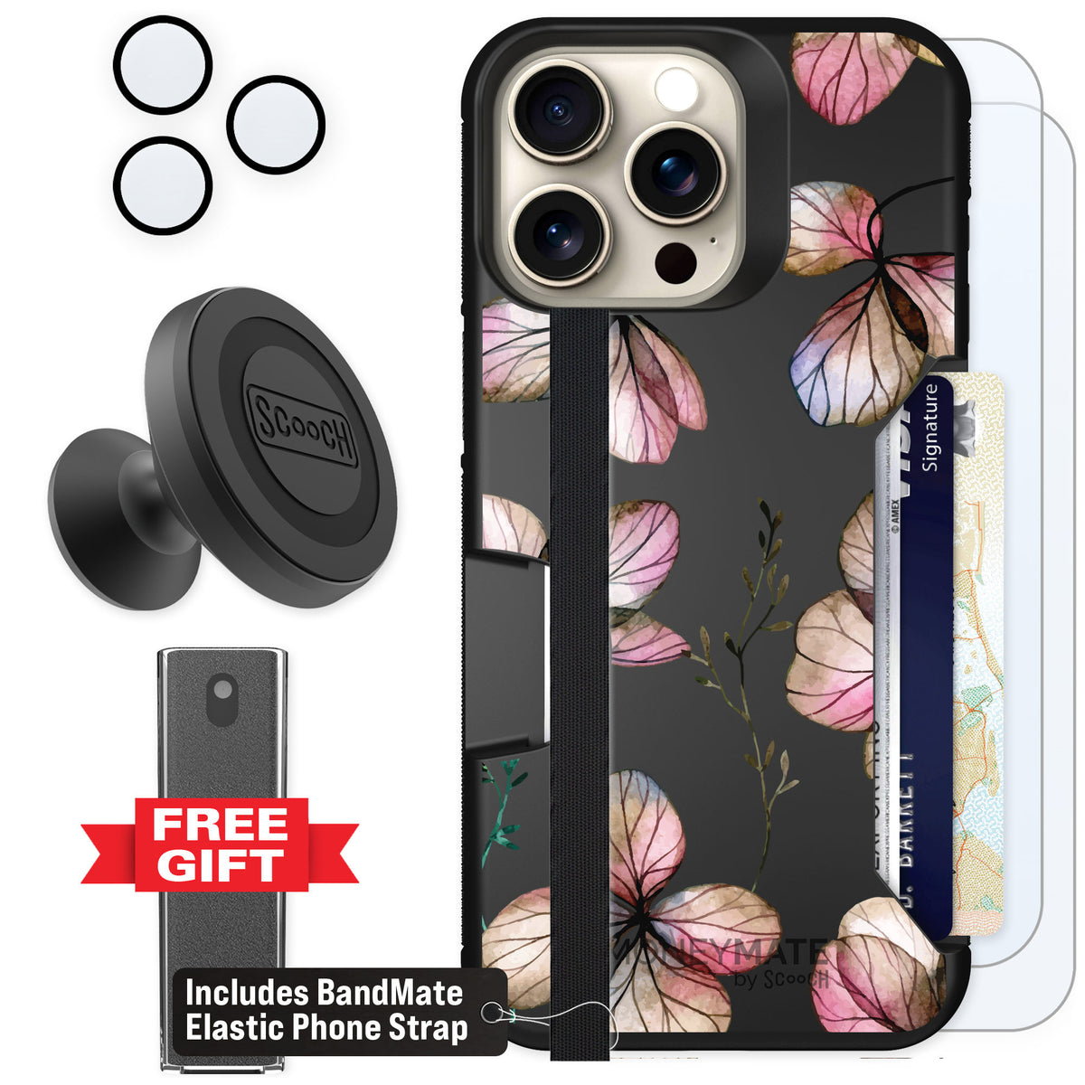 Scooch Moneymate Dried Flowers for iPhone 15 Pro Max — Defender Bundle