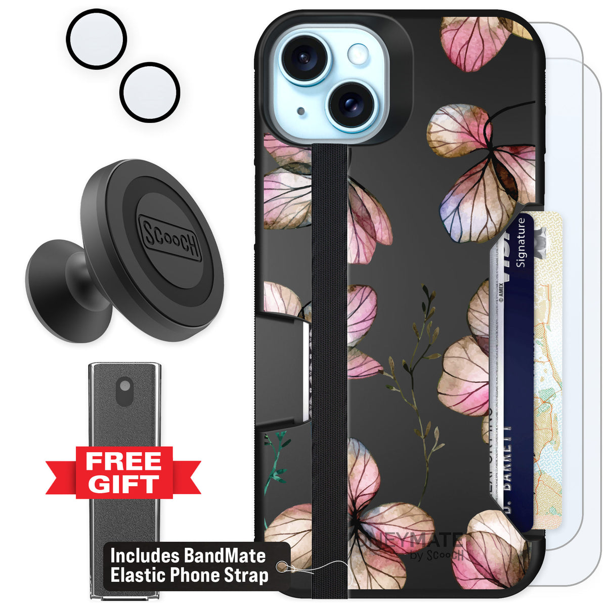 Scooch Moneymate Dried Flowers for iPhone 14 Plus — Defender Bundle